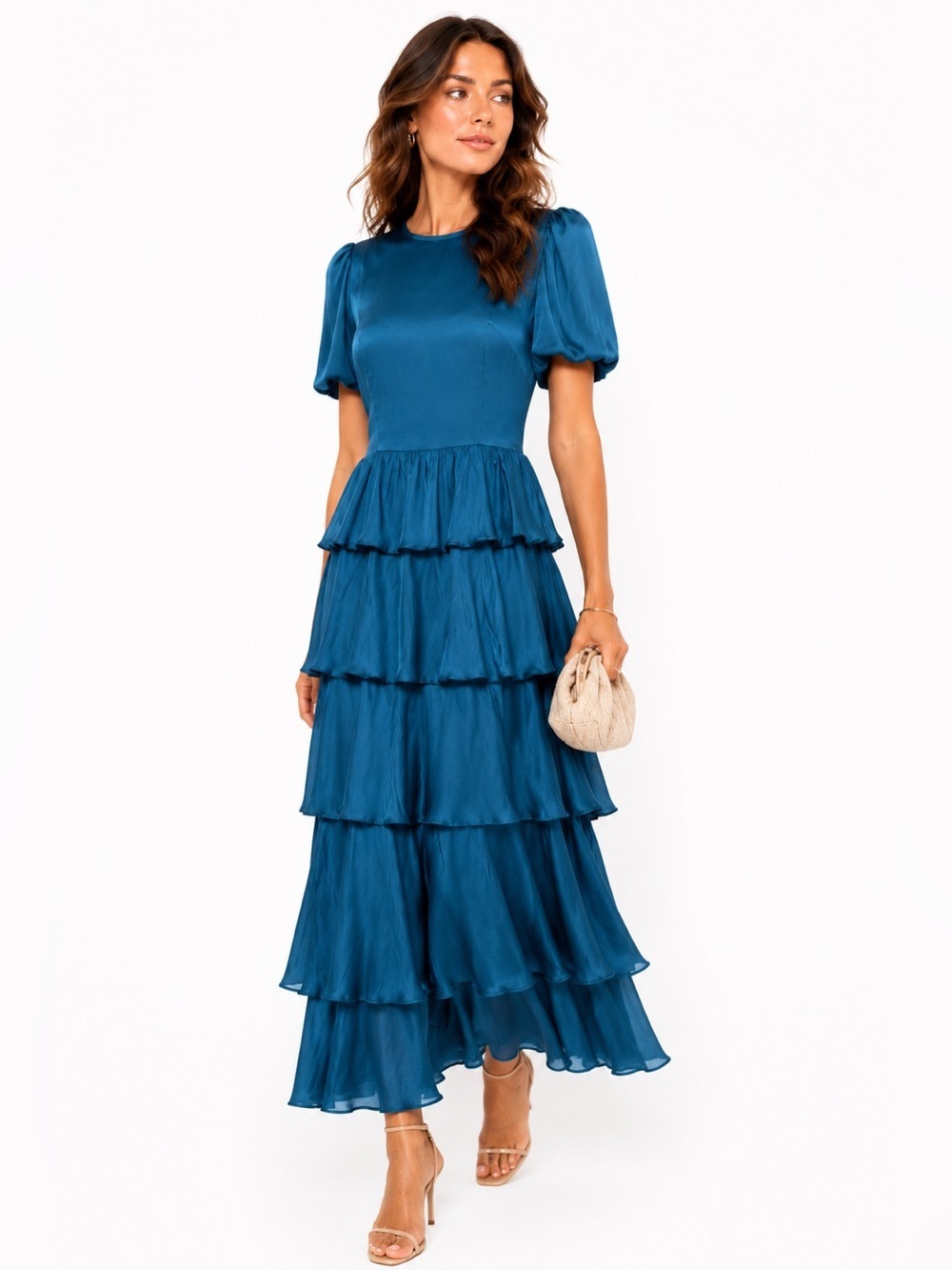 RHODE Lagoon Blue Wedding Guest Midi Dress XS NWT